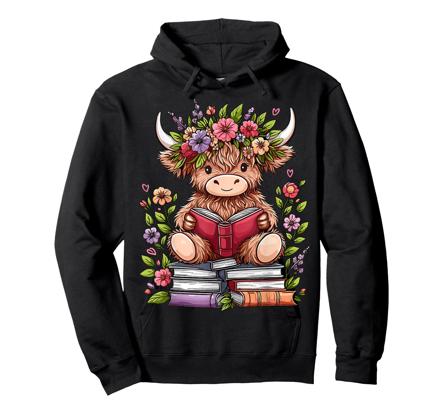 Cute Baby Highland Cow with Reading Book Bookworm T-Shirt