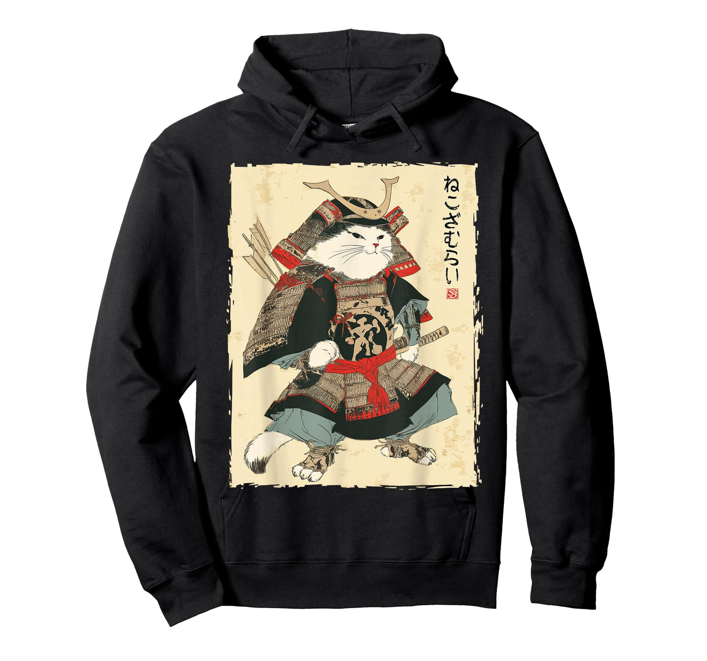 Samurai Cat Japanese Ukiyo-e Style Warrior Art T-Shirt
