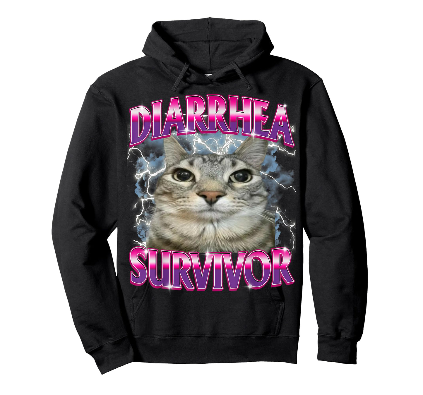 Funny Silly Staring Cat Saying Diarrhea Survivor Gen-Z Humor T-Shirt