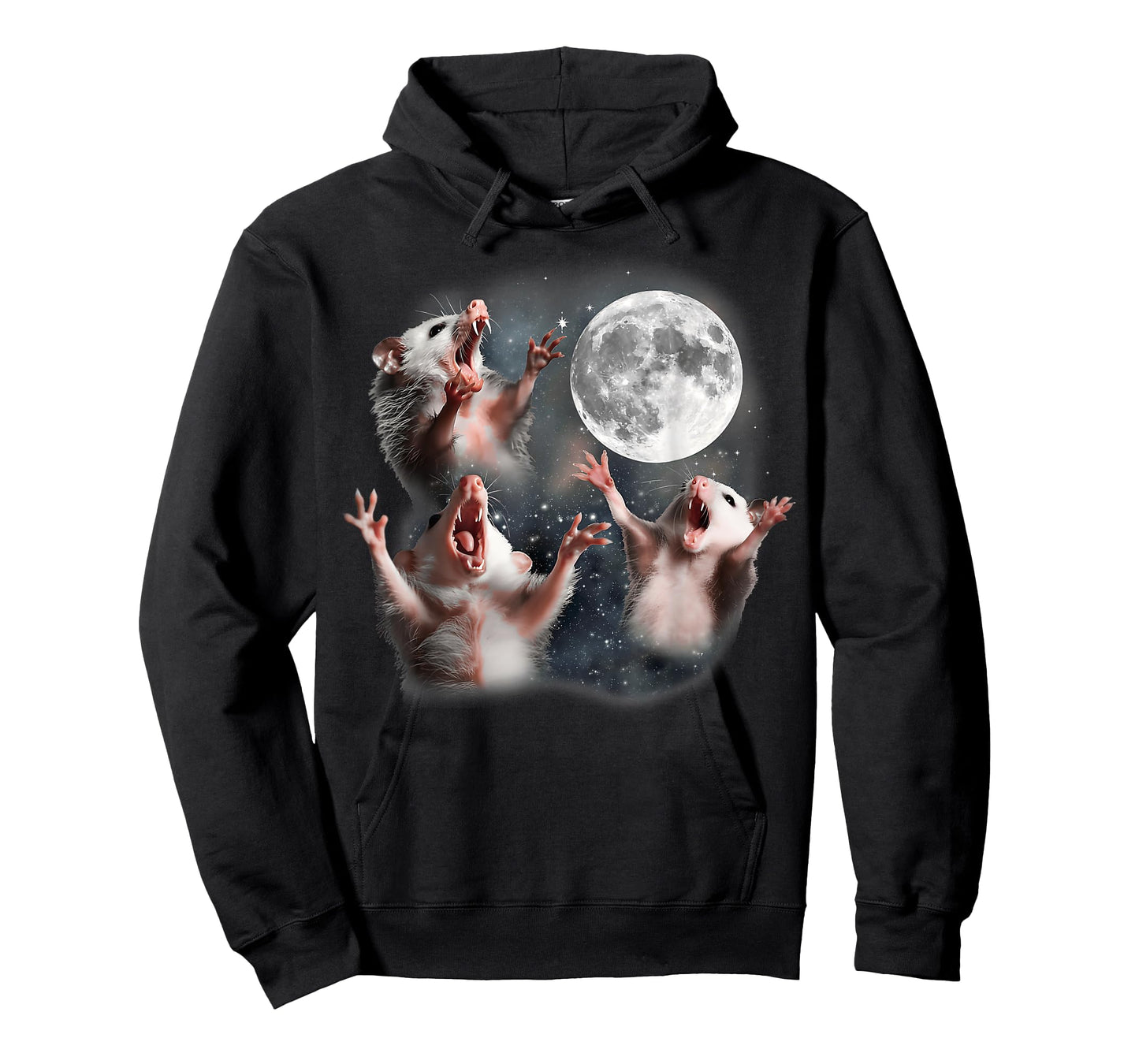 Men Women Three Possums Moon 3 Head Opposum Funny Weird Meme T-Shirt