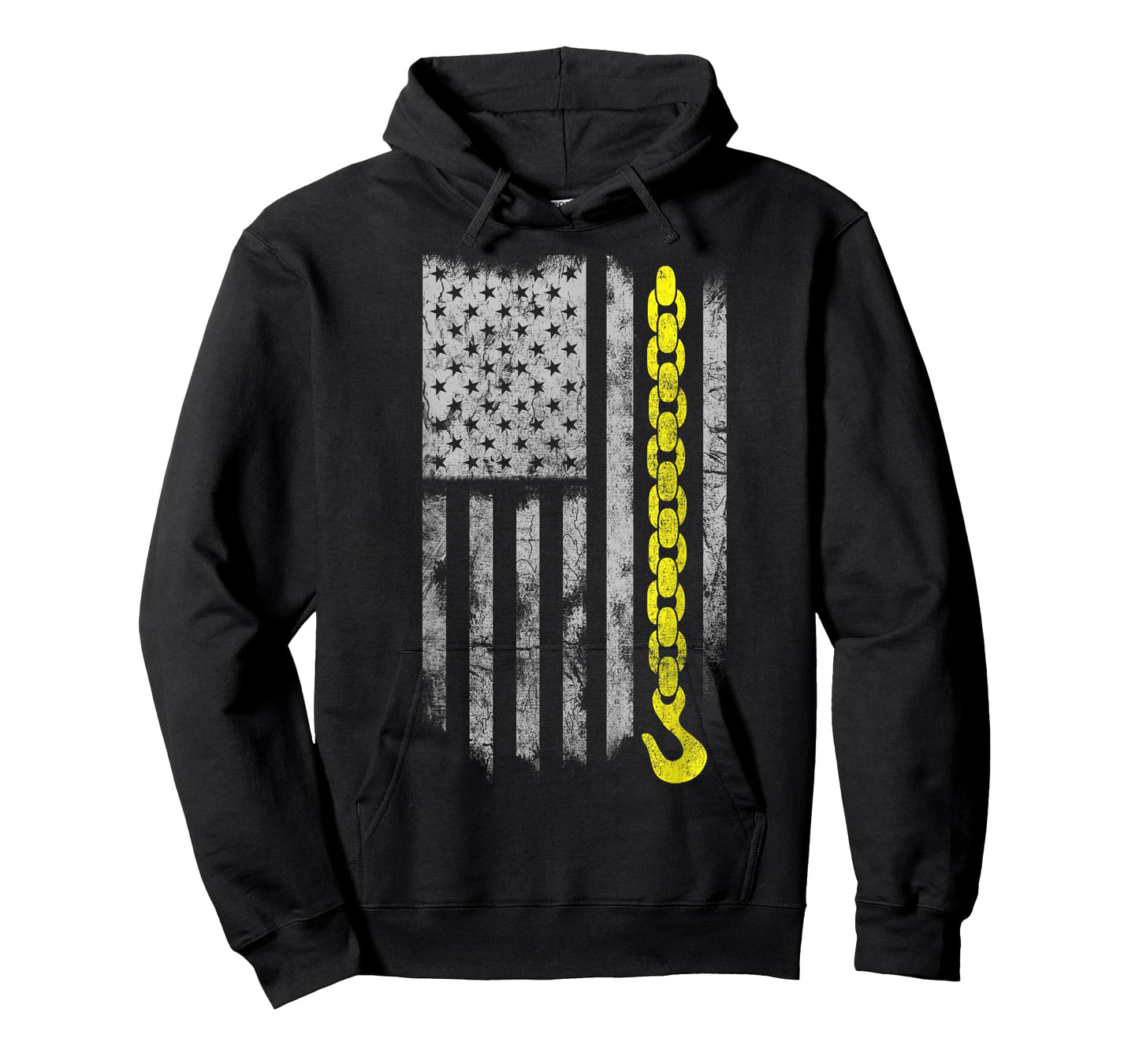Yellow Tow Hook Chain Flag America Tow Truck Driver T-Shirt