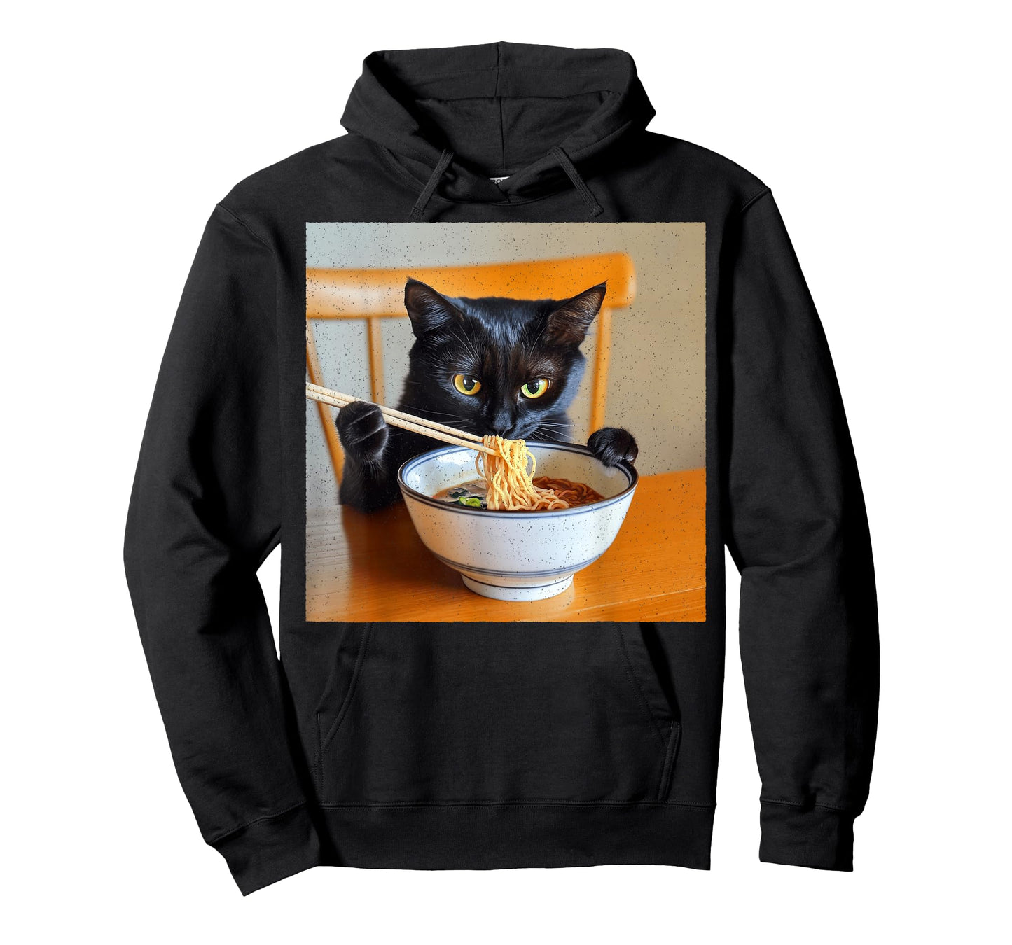 Real Ramen Kitty – Eating Japanese Noodles Funny Black Cat T-Shirt