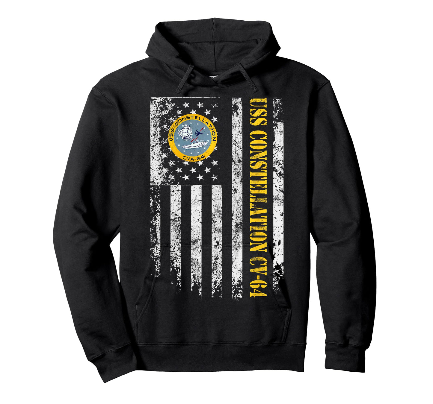 USS Constellation CV-64 Aircraft Carrier Veteran Flag Retro T-Shirt