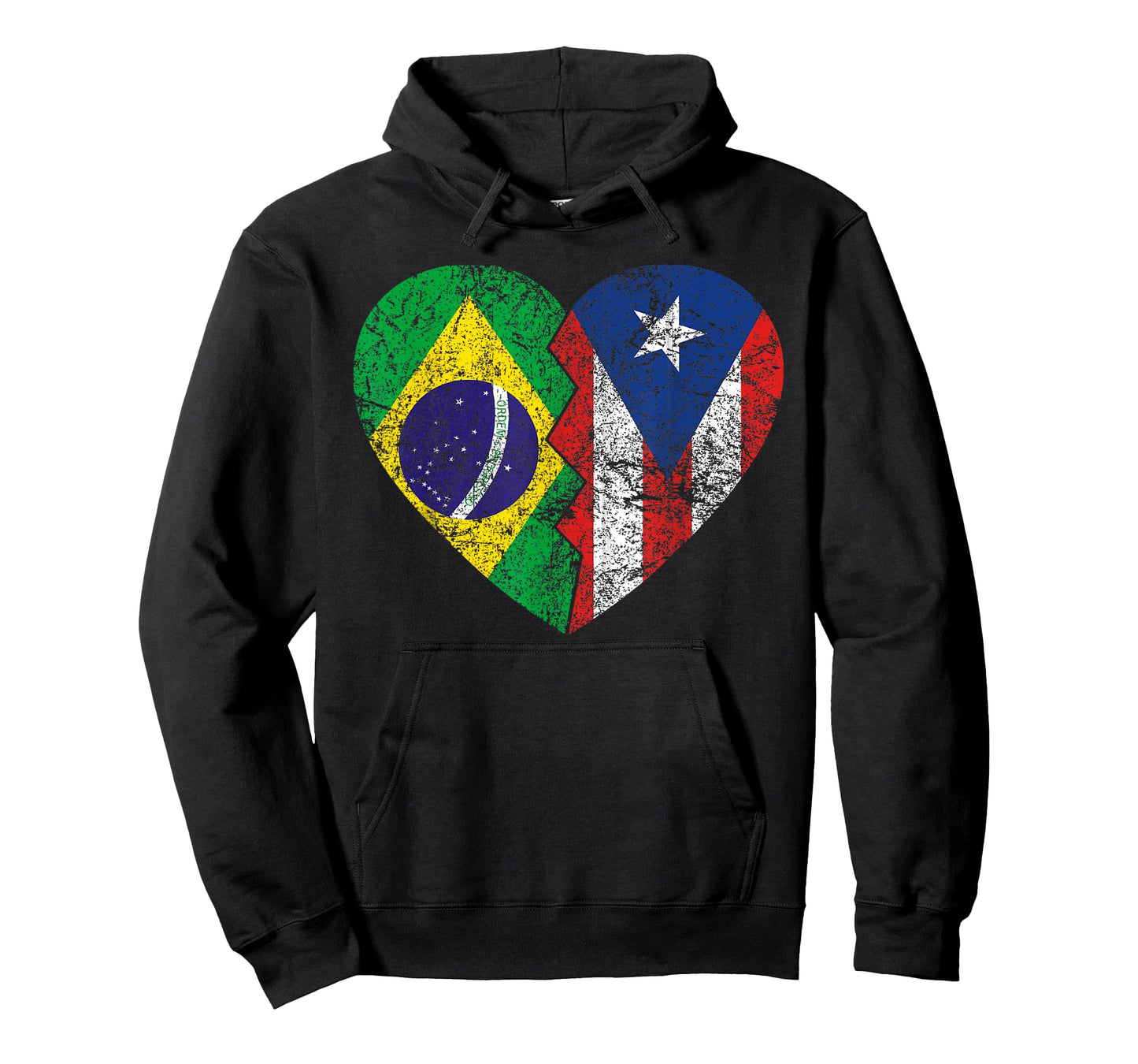 Puerto Rican Brazilian Flags Heart | Brazil Puerto Rico T-Shirt