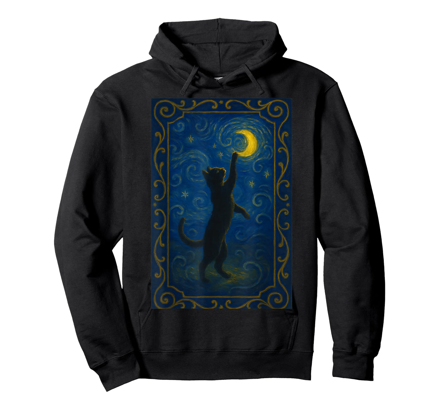 Cat Starry Night Van Gogh Cat Funny Cat Lover Mom Cat Dad T-Shirt