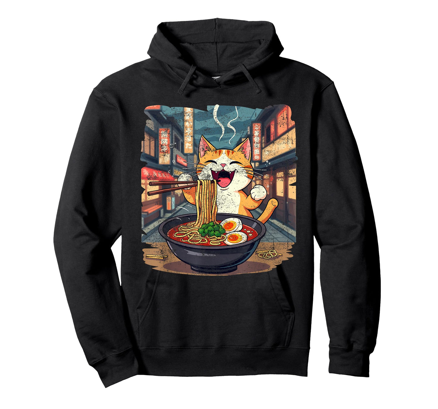 Cat & Ramen, Cat Owner, Colorful Digital Art Cat T-Shirt
