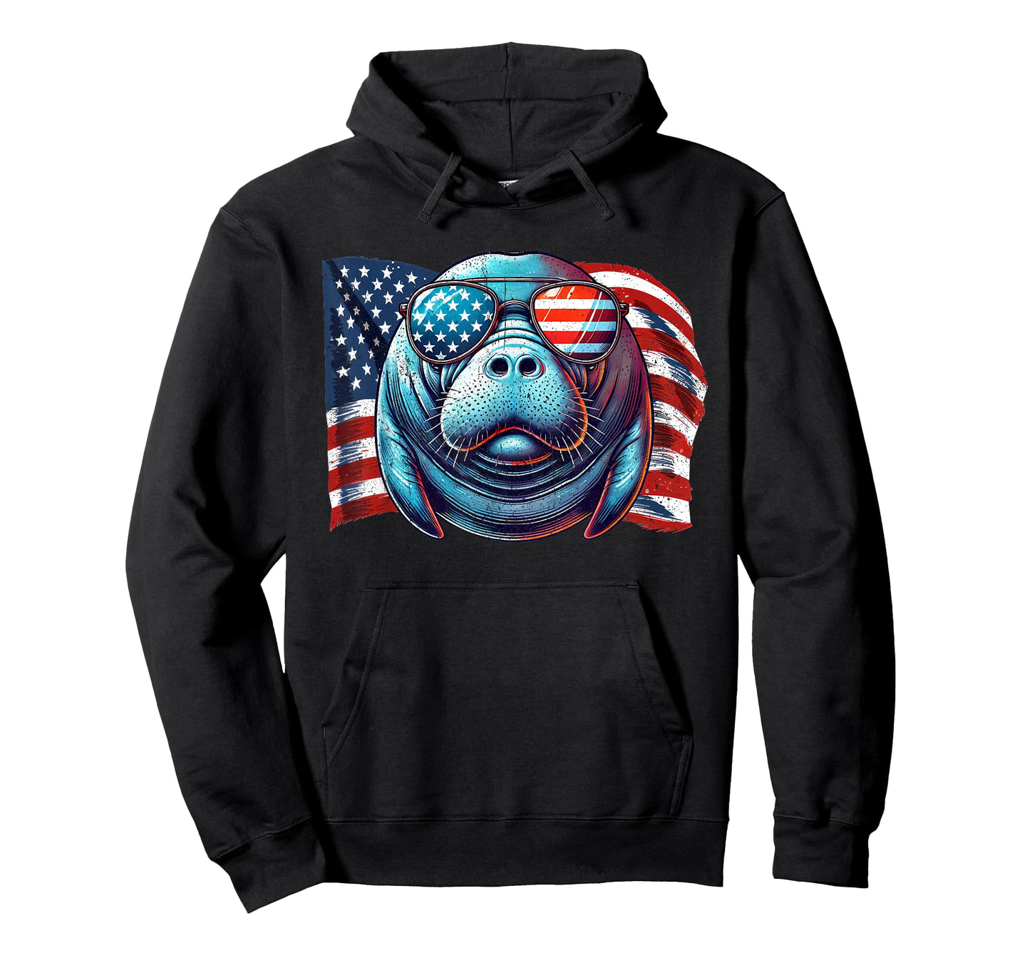 Vintage Manatee USA Flag Animals Lovers Patriotic Sunglasses T-Shirt