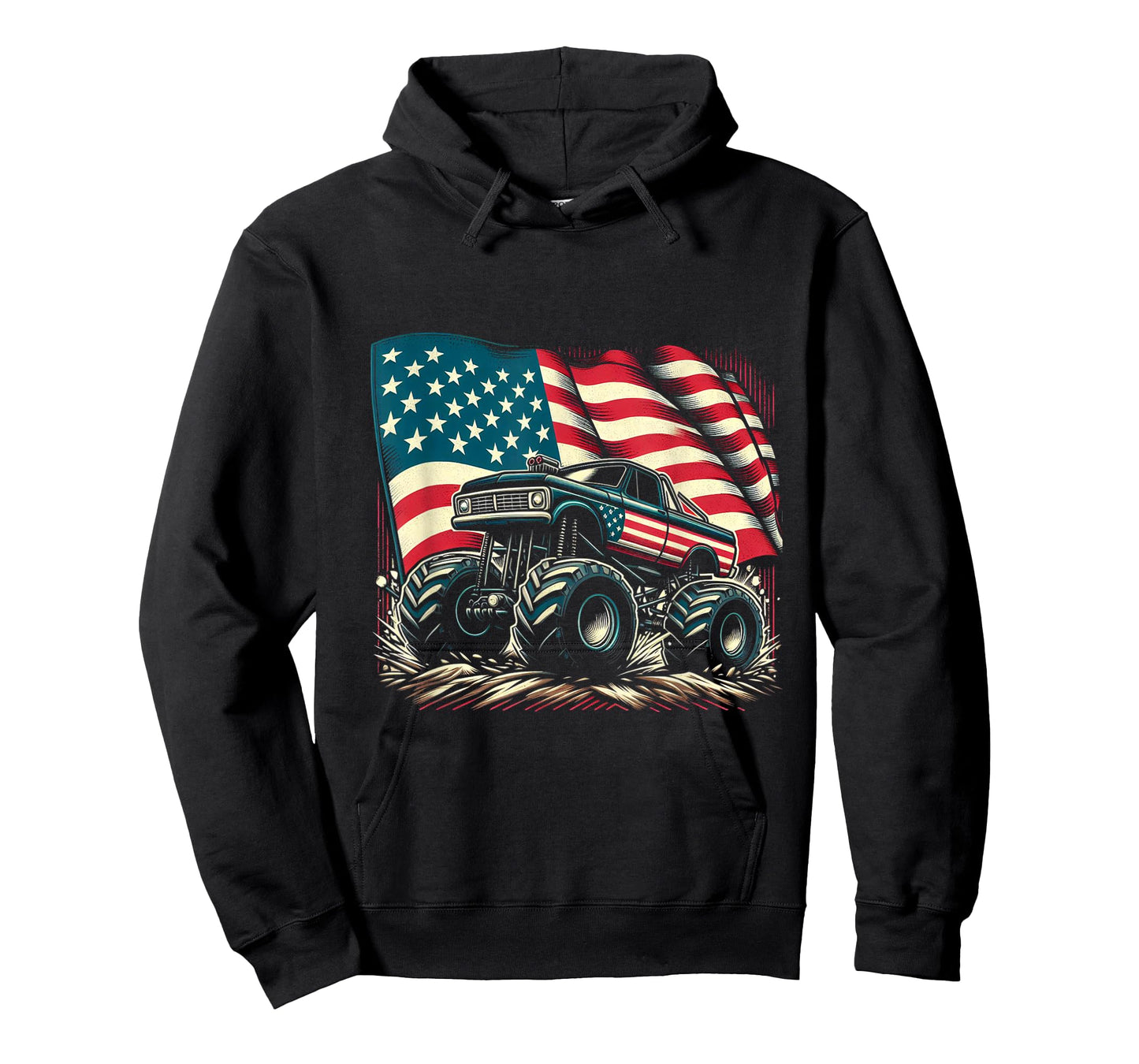 Patriotic USA Monster Truck Adult T-Shirt