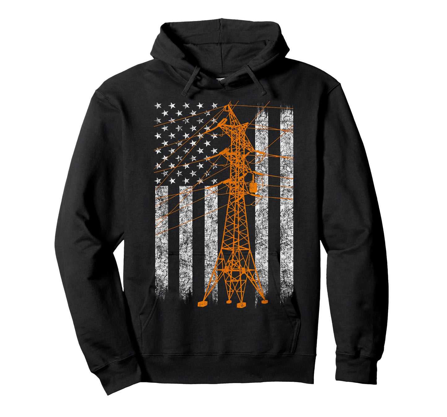 Cool Transmission Tower American Flag Lineman T-shirt T-Shirt