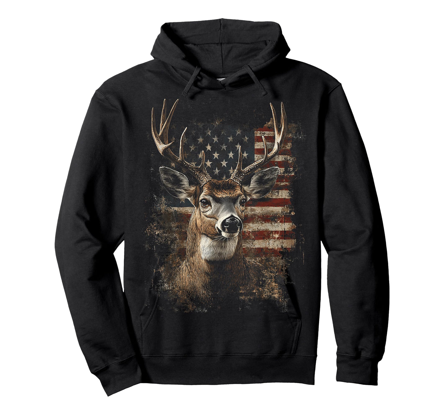Patriotic Deer Hunting with Distressed American Flag T-Shirt