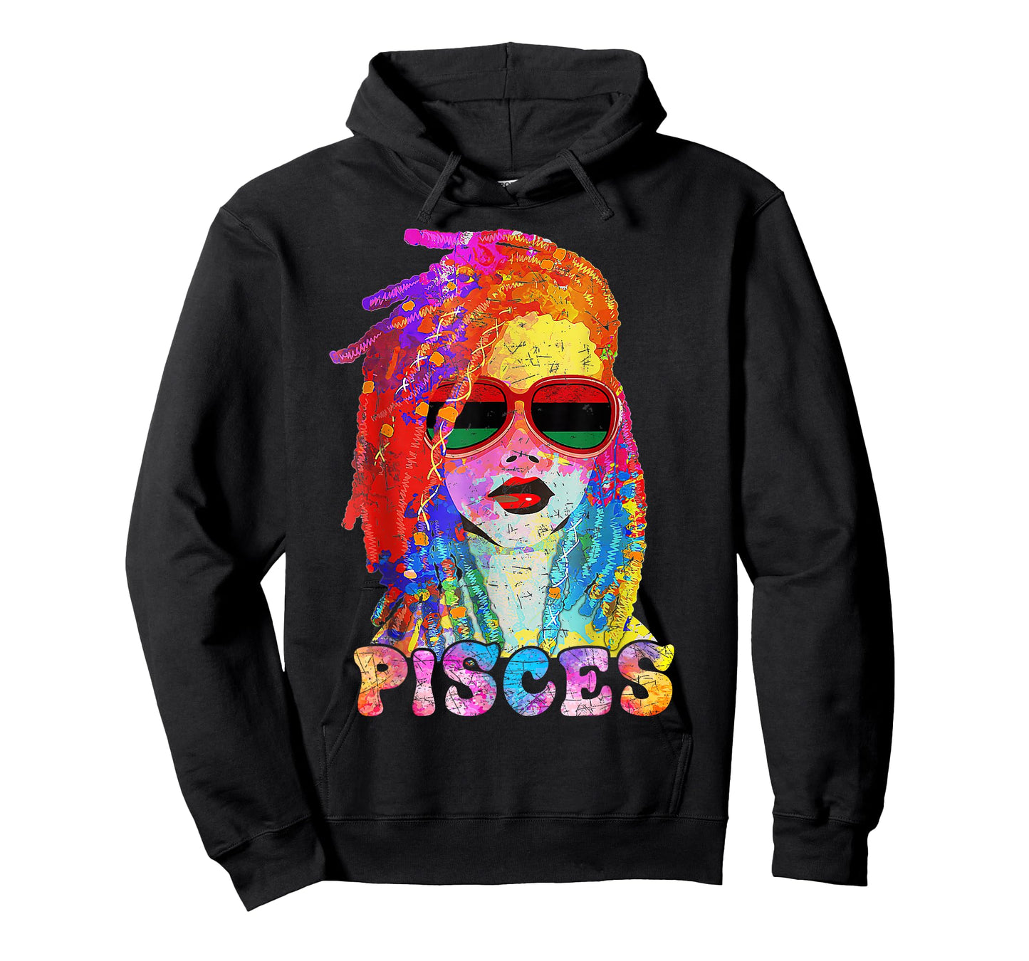 Pisces Girl Loc'd Hair Art Zodiac Birthday Black Woman T-Shirt