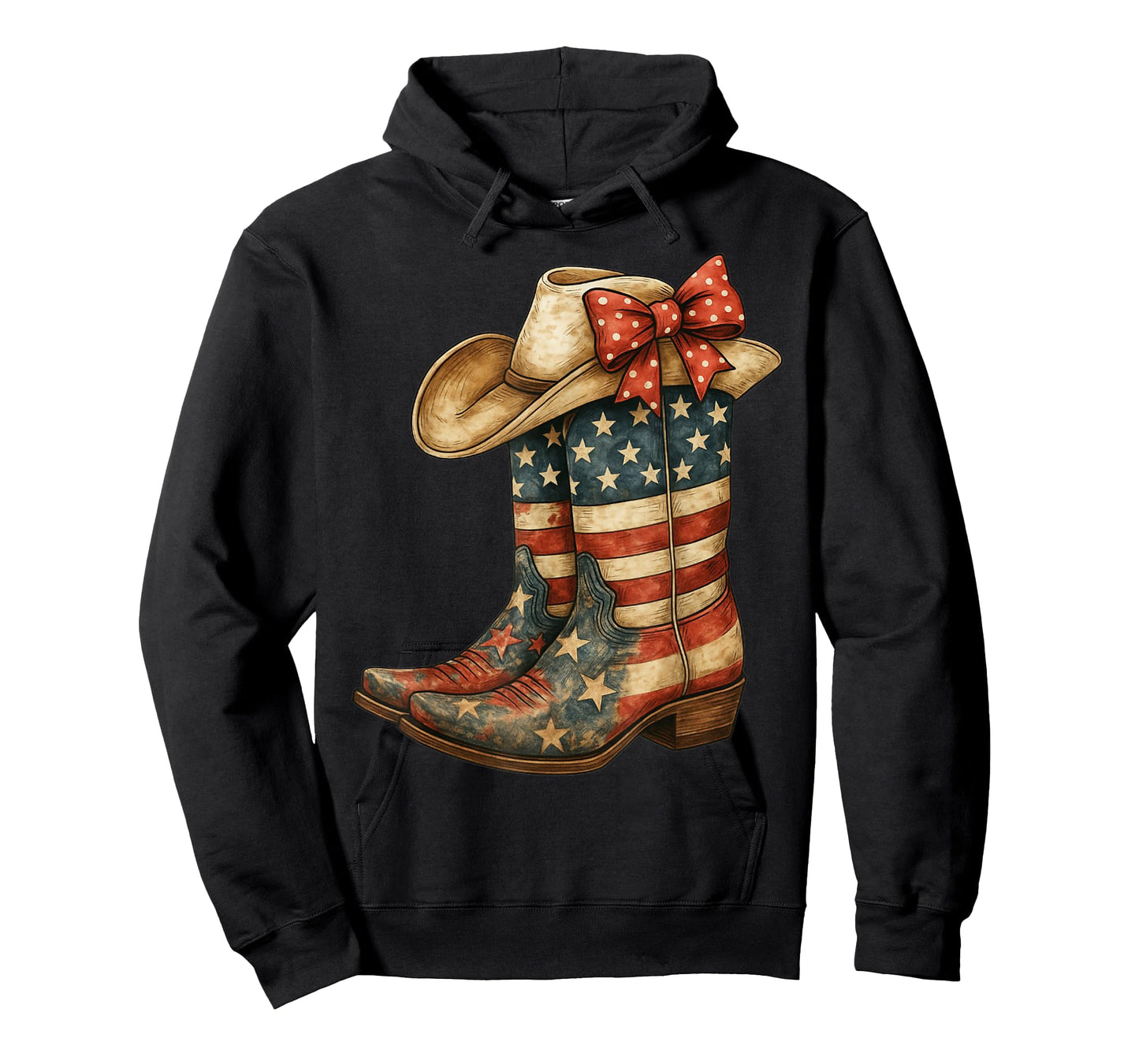 Retro Western Cowboy Boots Cowgirl American Flag 4th of July T-Shirt