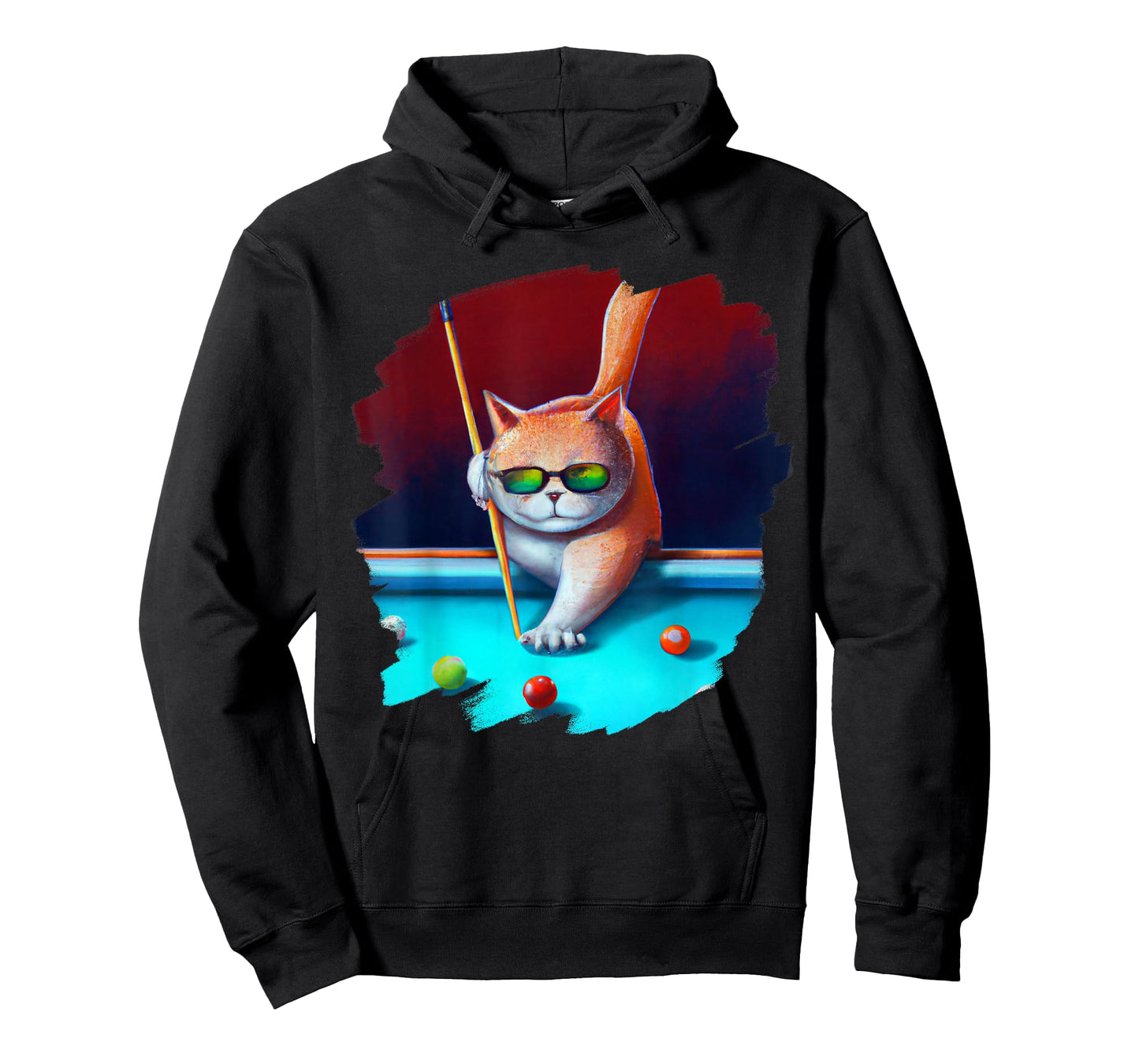 Cat Playing Pool Billiards in Lounge Cool Funny Cats T-Shirt
