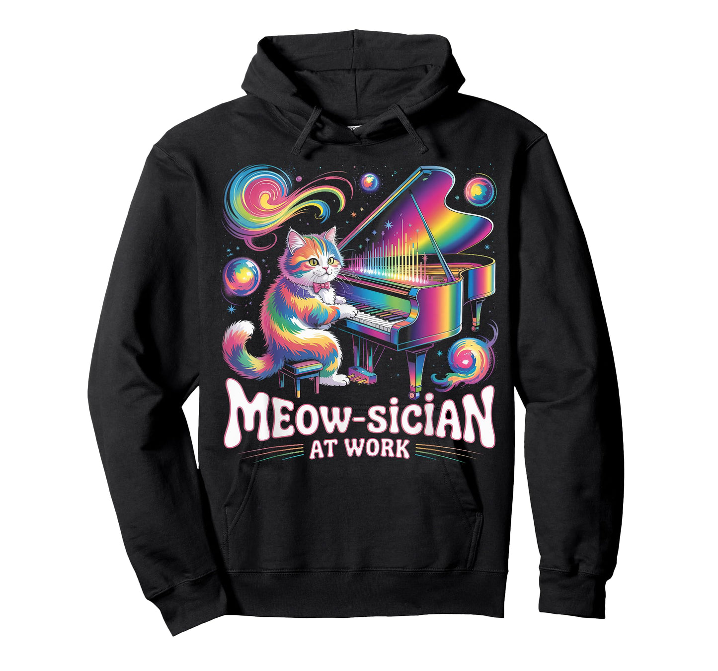 Meow-sician at Work Funny Cat Piano T-Shirt