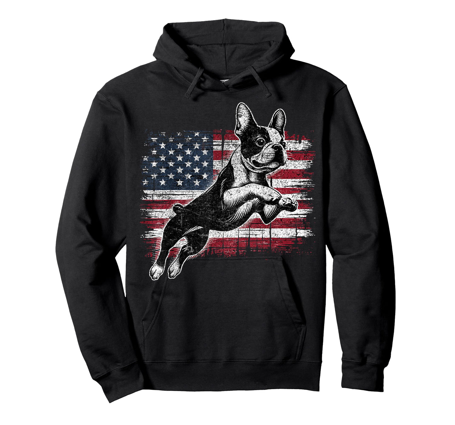 Boston Terrier Dog American Flag 4th of July Patriotic Puppy T-Shirt