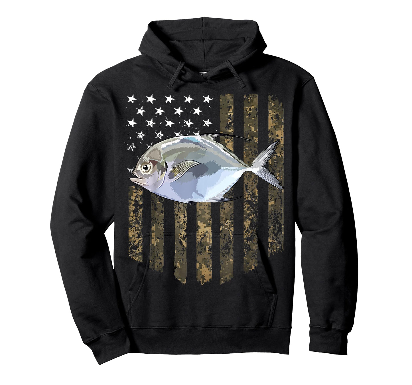 Camo American Flag Pompano Fishing 4th Of July Women Men T-Shirt