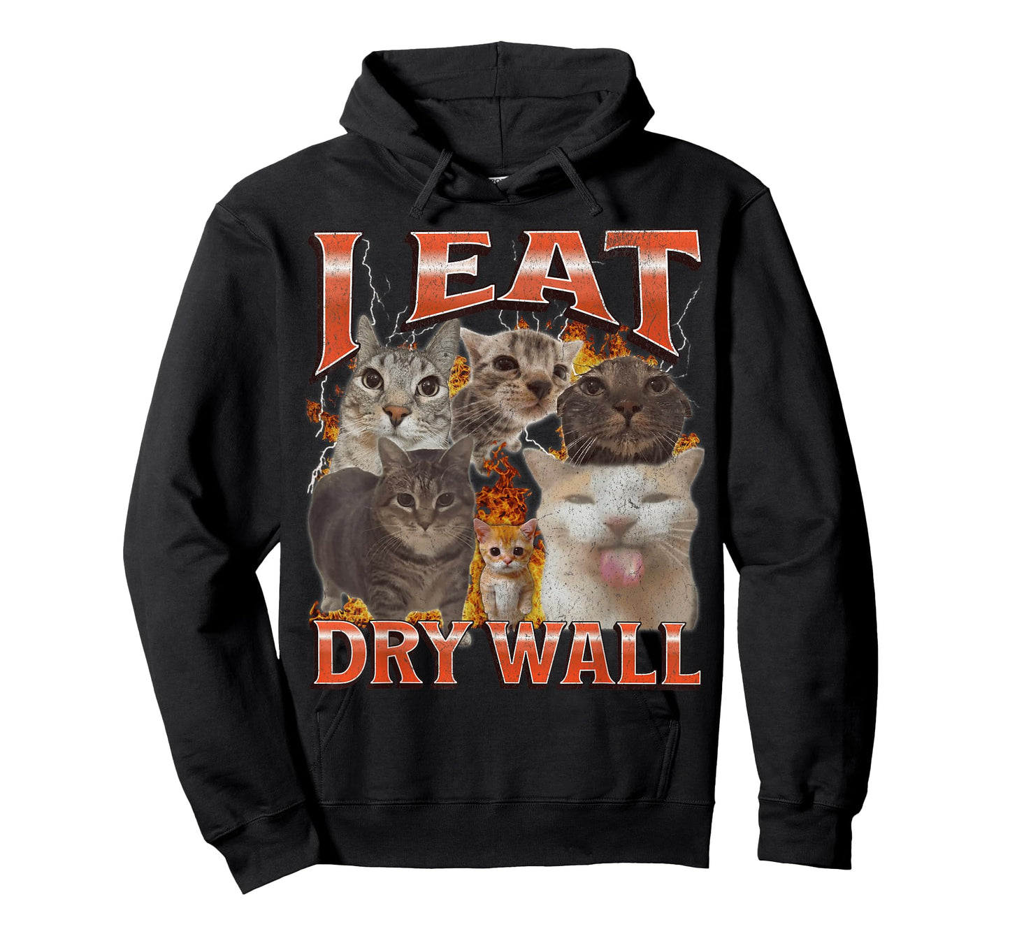 I Eat Dry Wall Funny Cat Meme Bootleg Graphic Men Women T-Shirt