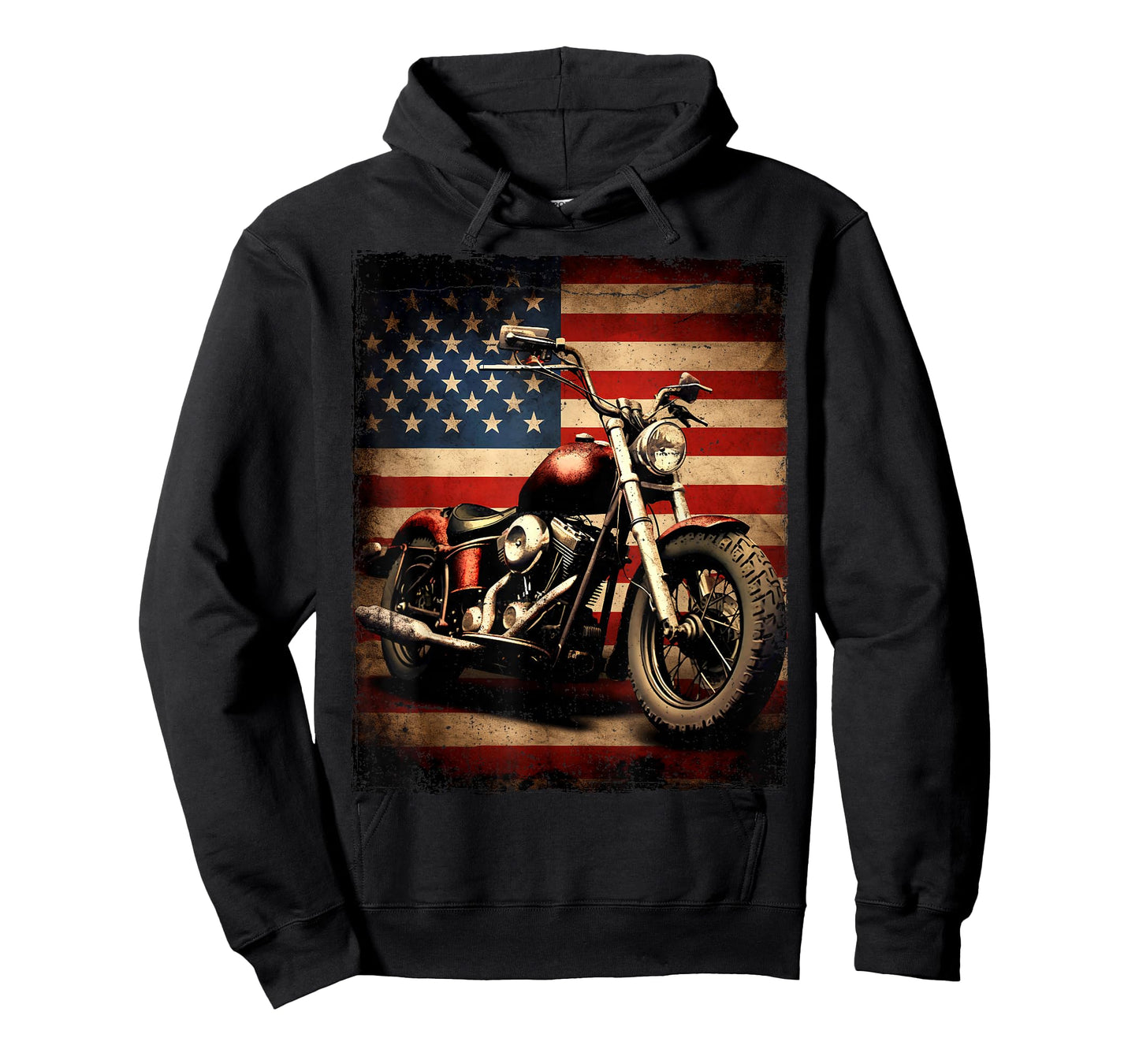 Vintage Motorcycle USA Flag Retro Biker American T-Shirt