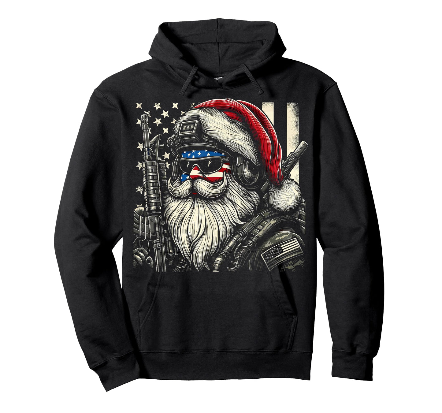 Patriotic American Santa Soldier Veteran Christmas Military T-Shirt