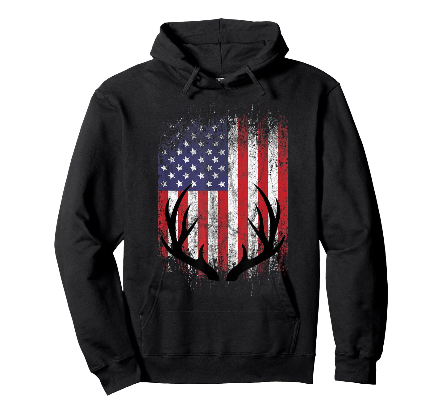 Deer Hunting American Flag Whitetail Buck Antlers Short Sleeve T-Shirt