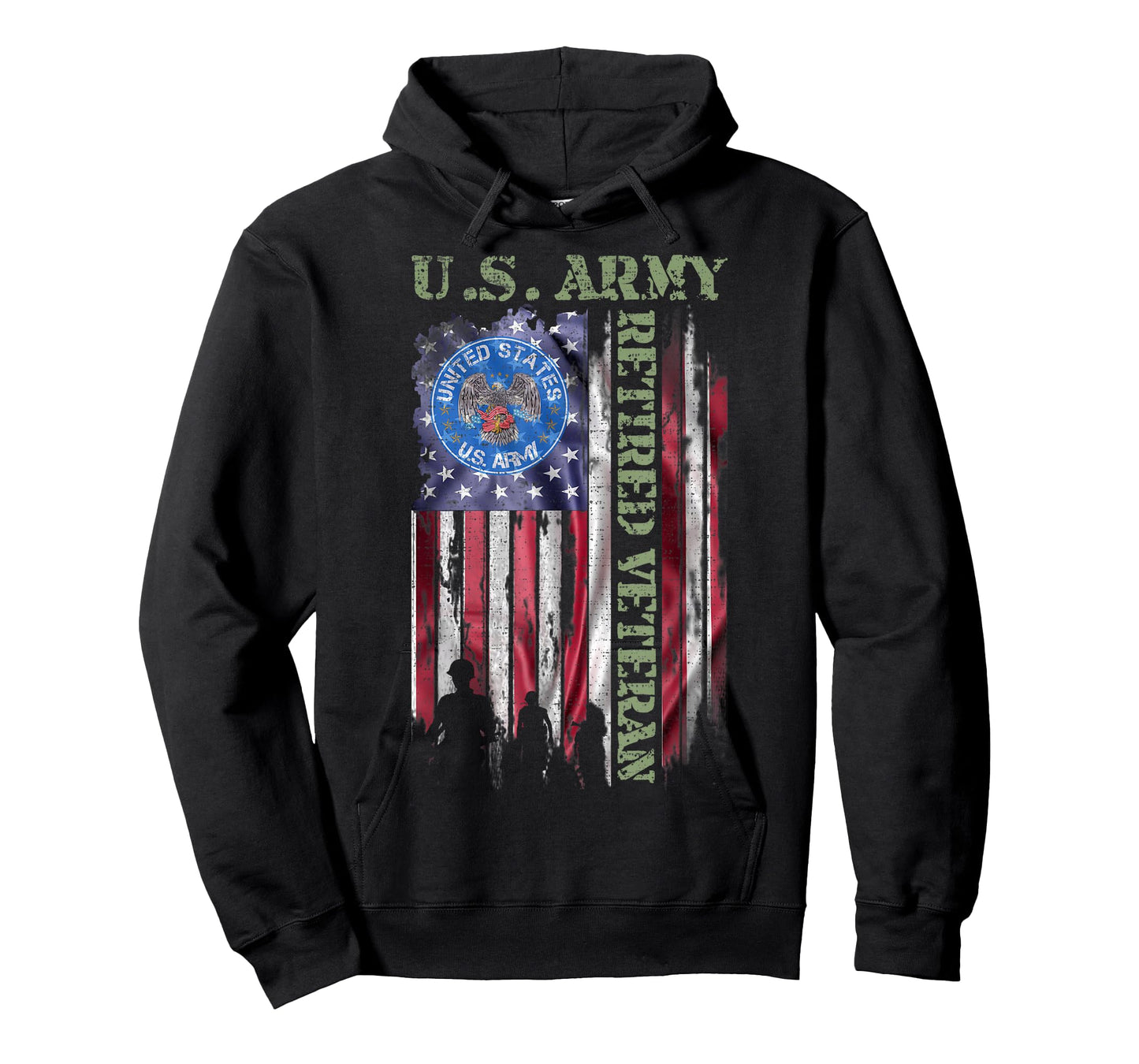 Vintage USA American Flag US Army Proud Retired Veteran T-Shirt