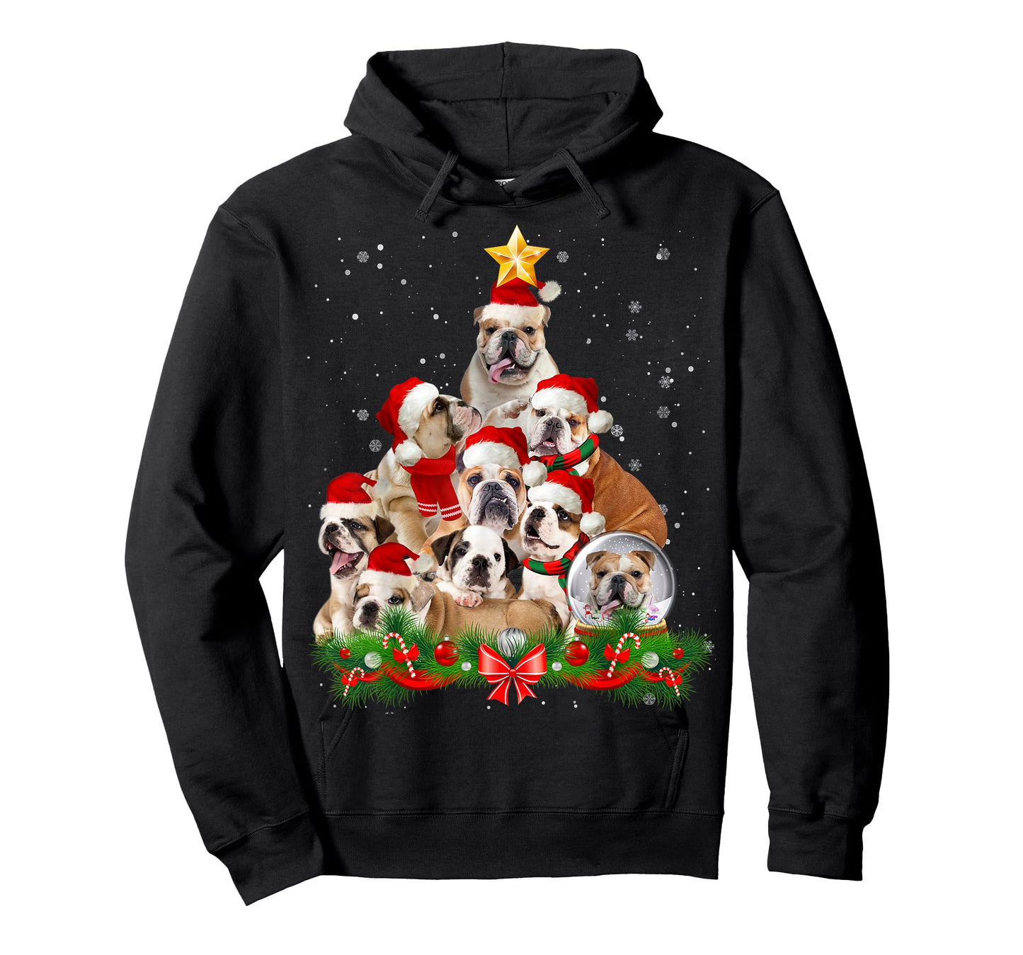 Funny Bulldog Dog Christmas Tree T-Shirt for Men Women