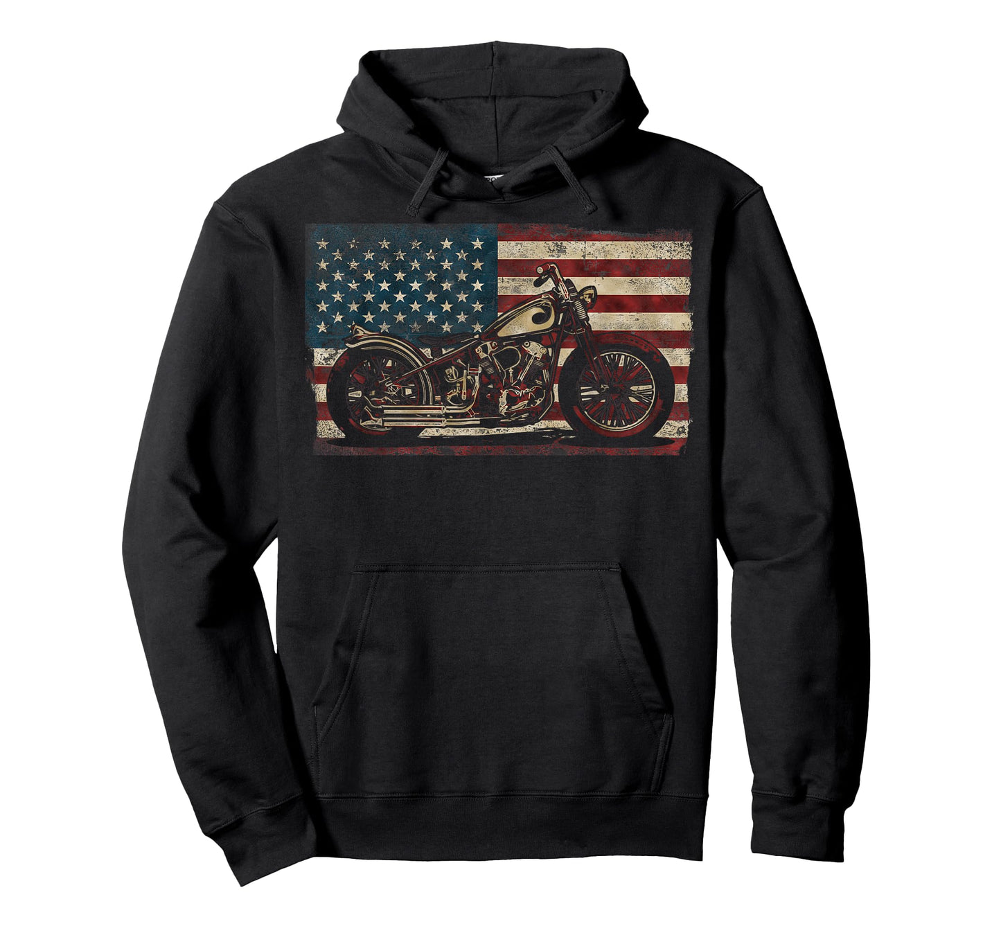 Classic Motorcycle Biker American Flag T-Shirt