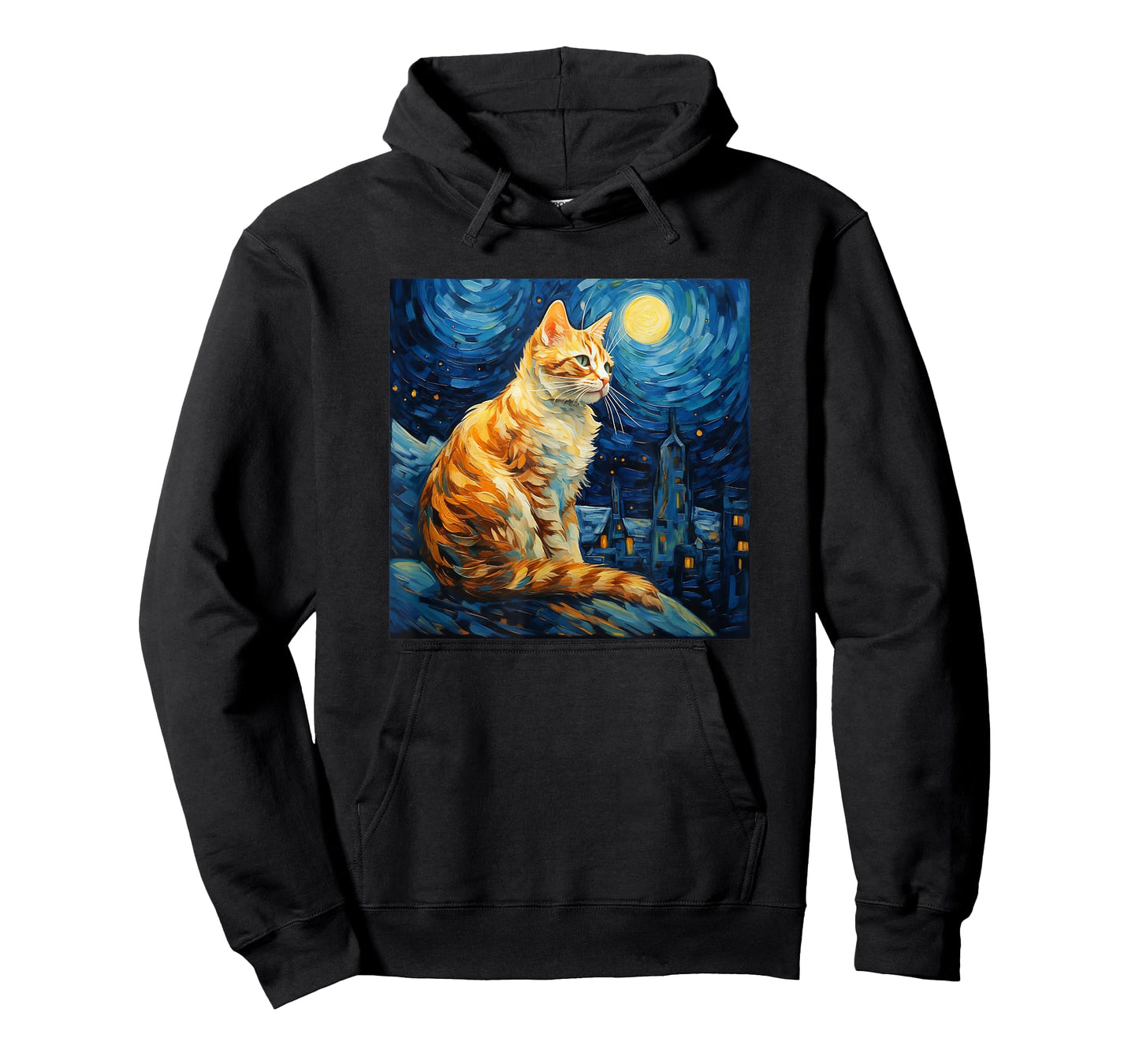 Cat Starry Night lover art Painting kitty kitten Van Gogh T-Shirt