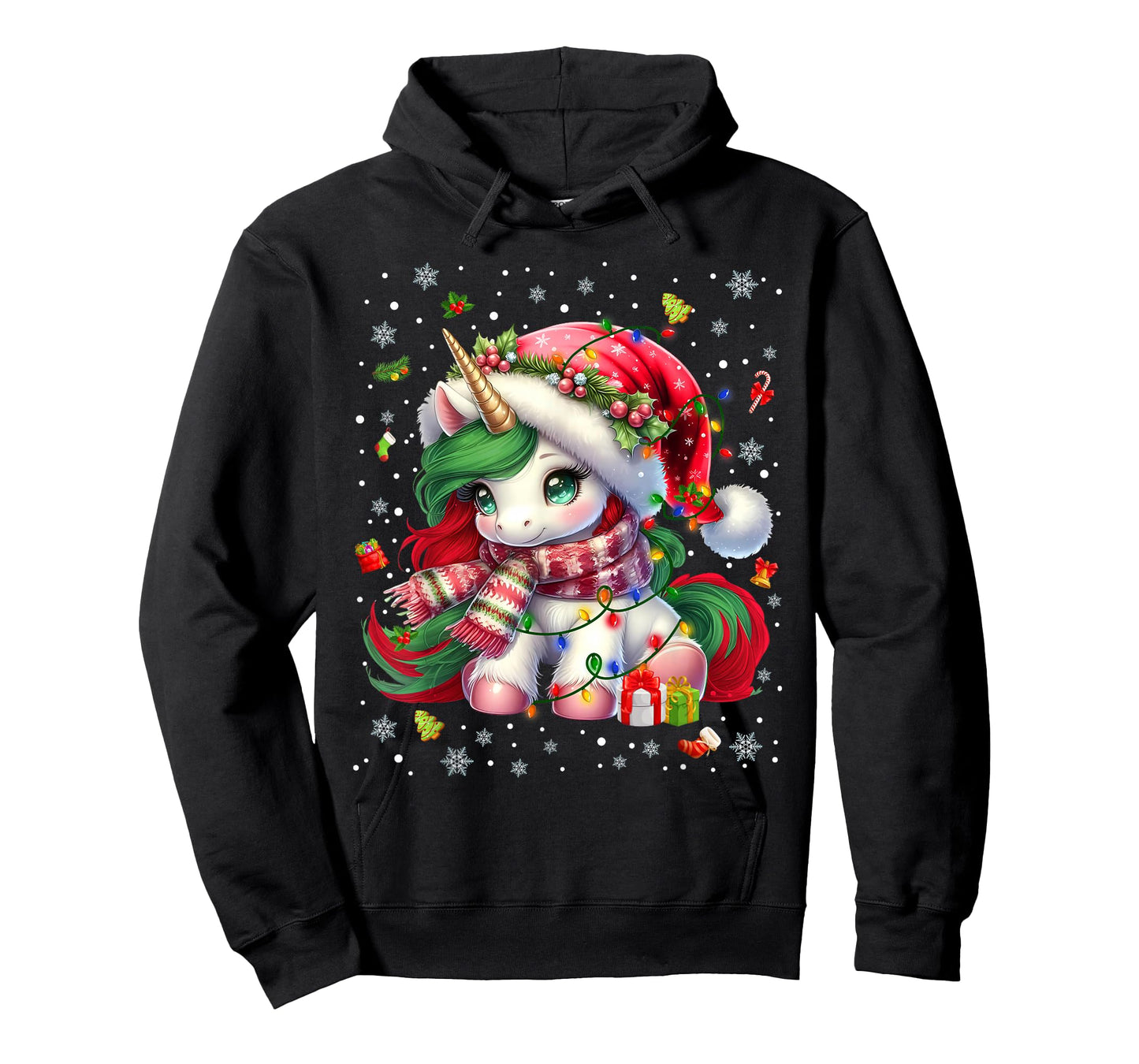 Cute Unicorrn Santa Hat Pajamas Christmas Xmas Pjs Girl T-Shirt