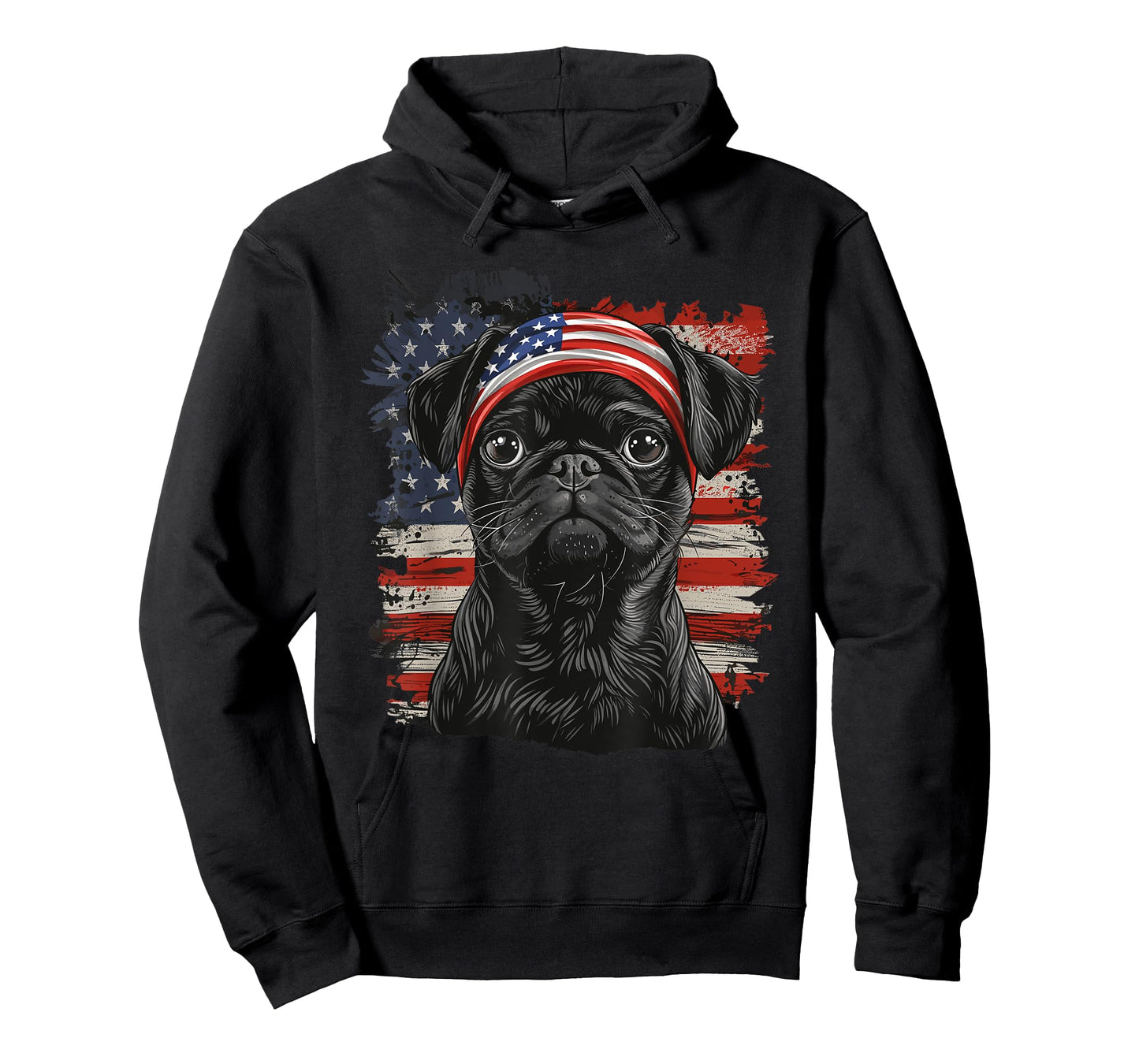 Pug Dog Patriotic 4th Of July USA American Flag T-Shirt