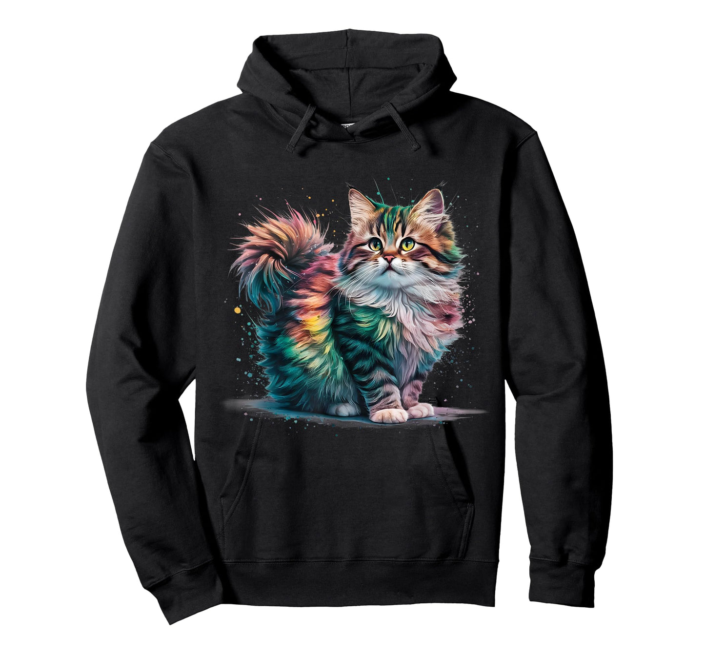 Cat Men Women Colourful Watercolour Cat T-Shirt