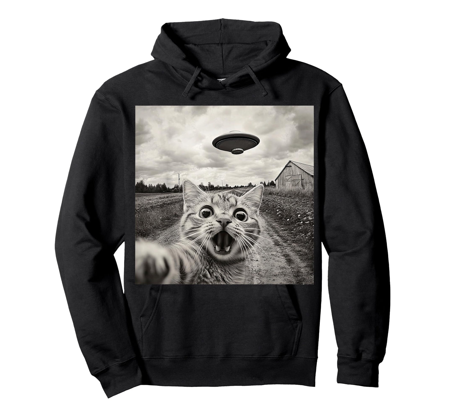 Funny Cat UFO Alien Selfie T-Shirt