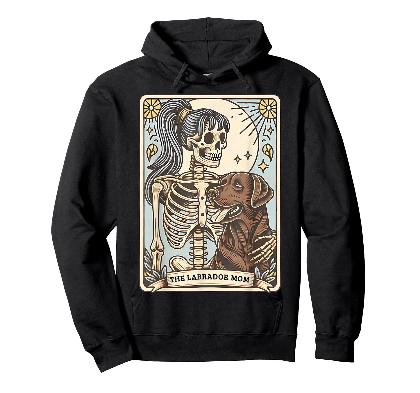 Funny Skeleton Chocolate Lab Mom Tarot Card Witchy Vibes T-Shirt