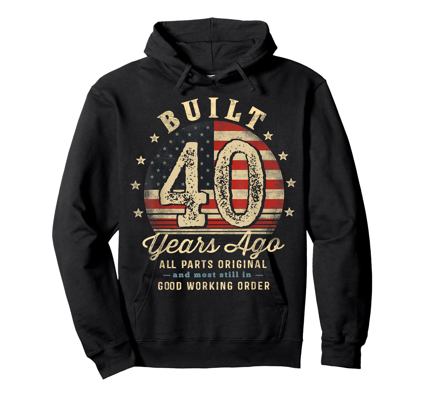 Built 40 Years Ago Funny 40th Birthday USA Flag T-Shirt