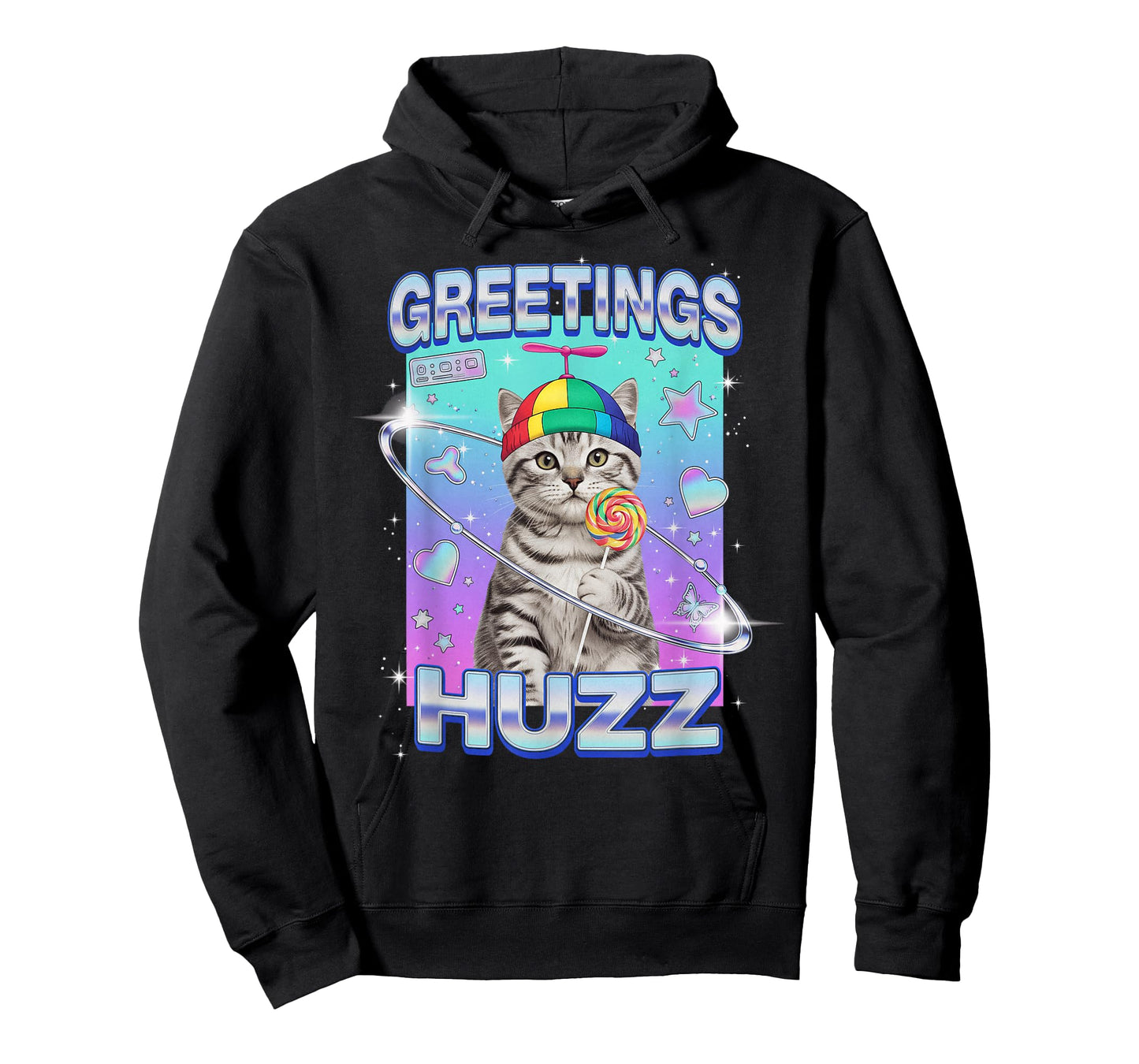 Funny Cat Meme Greetings Huzz Cat Brainrot Gen Alpha Slang T-Shirt