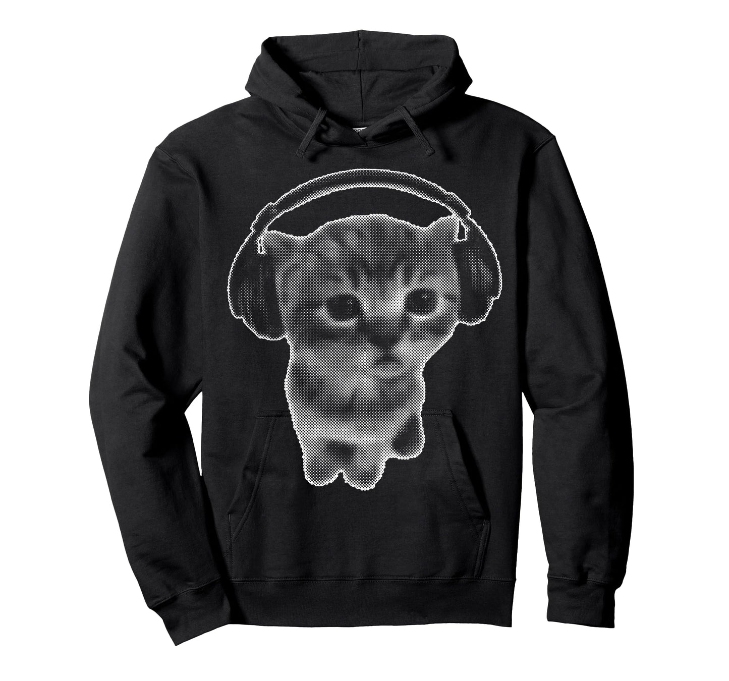 Cute Headphones Cat Funny y2k Grunge Silly Graphic T-Shirt