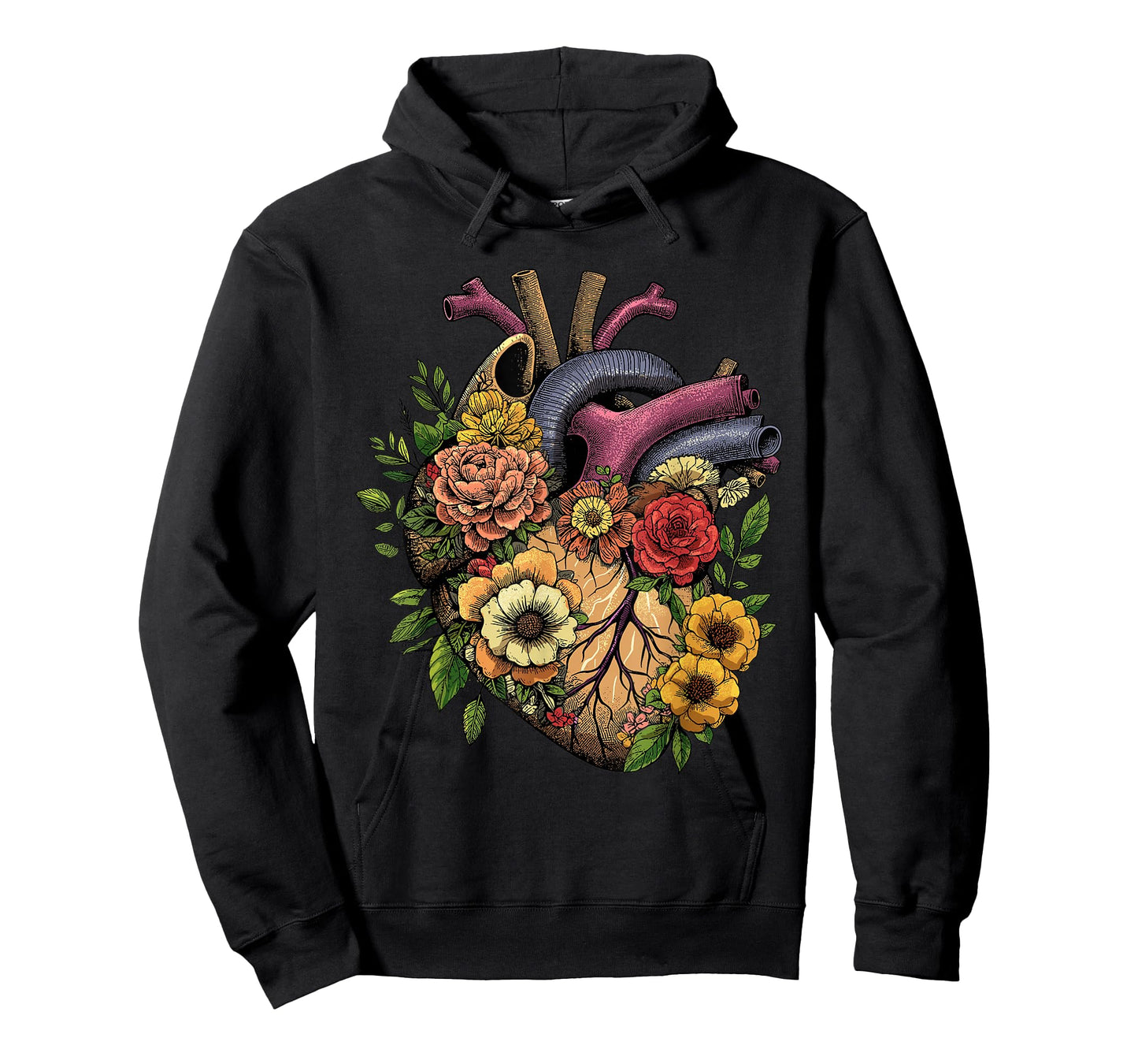 Anatomical Heart Shirt Floral Organ Cardiology Cardiac Nurse T-Shirt