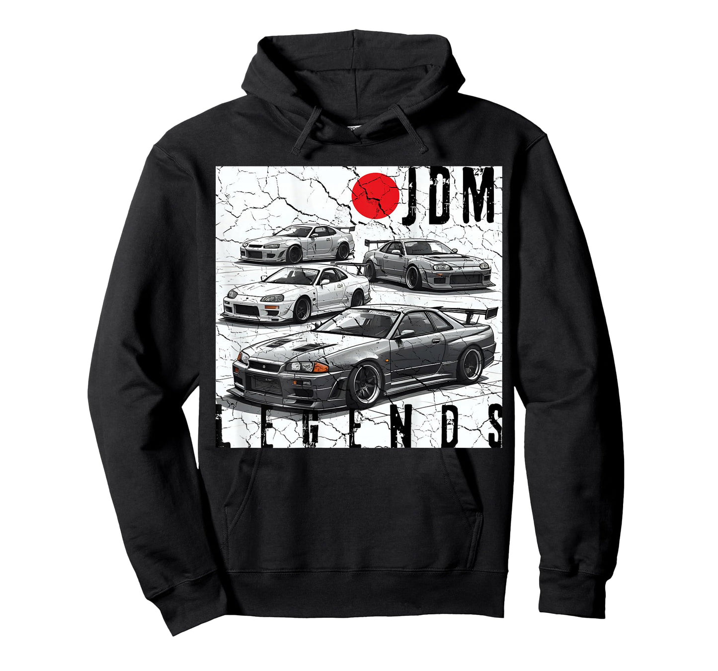 Backprint Distress JDM Legends Race Cars Japanese Flag Gifts T-Shirt
