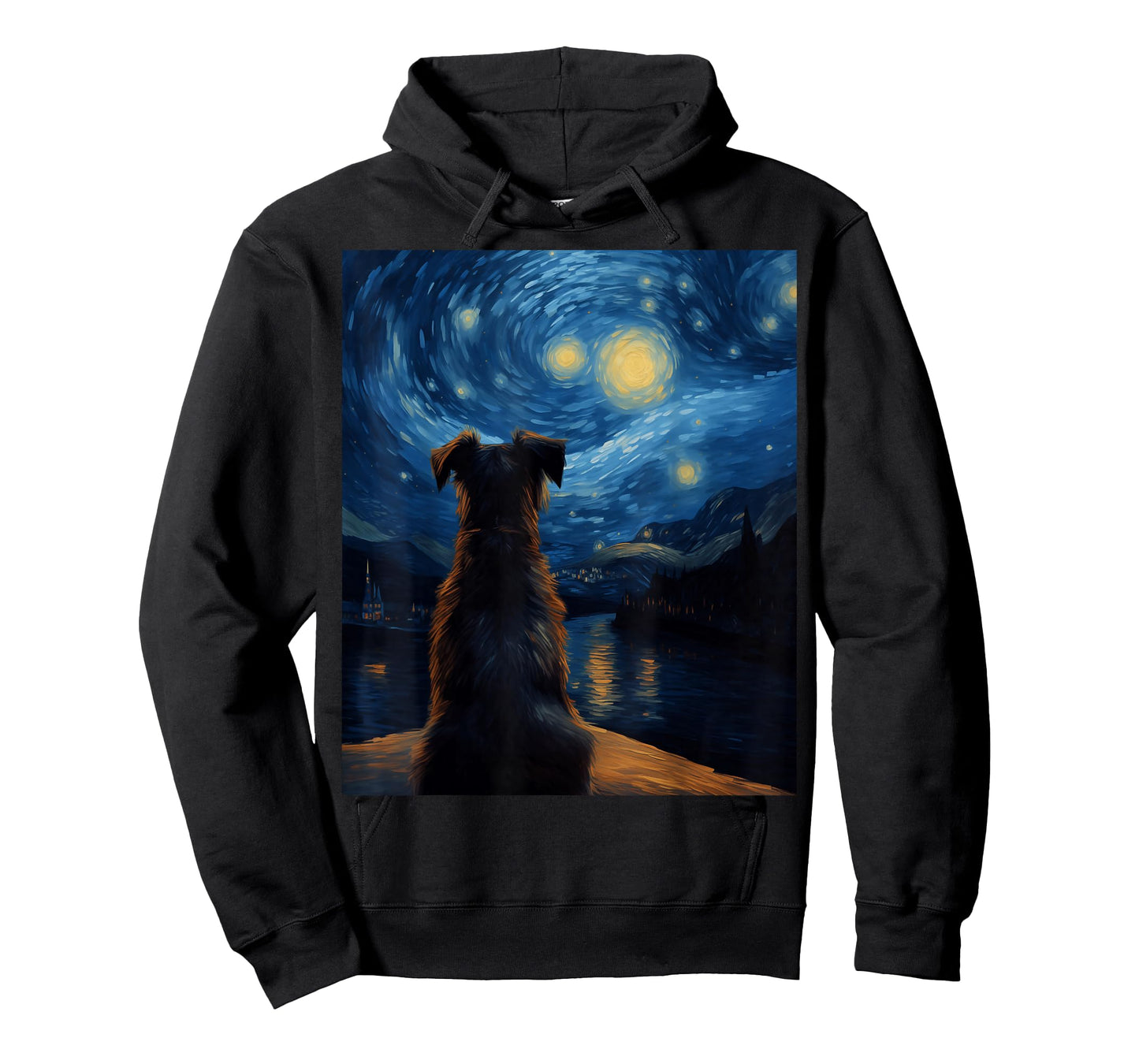Dog Painting Art Starry Night Dog Vincent Van Gogh Dog Art T-Shirt
