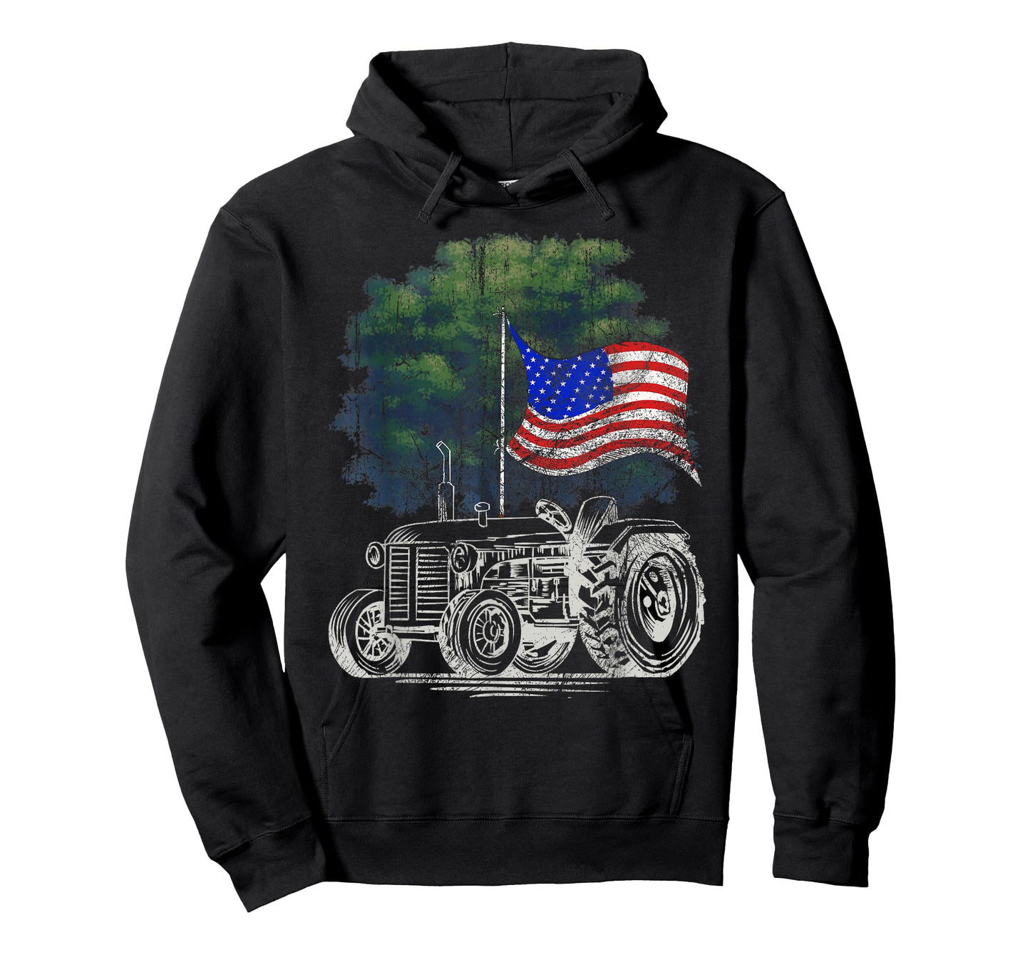 Vintage Farming Tractor American Flag Patriotic Farmer Farm T-Shirt Small