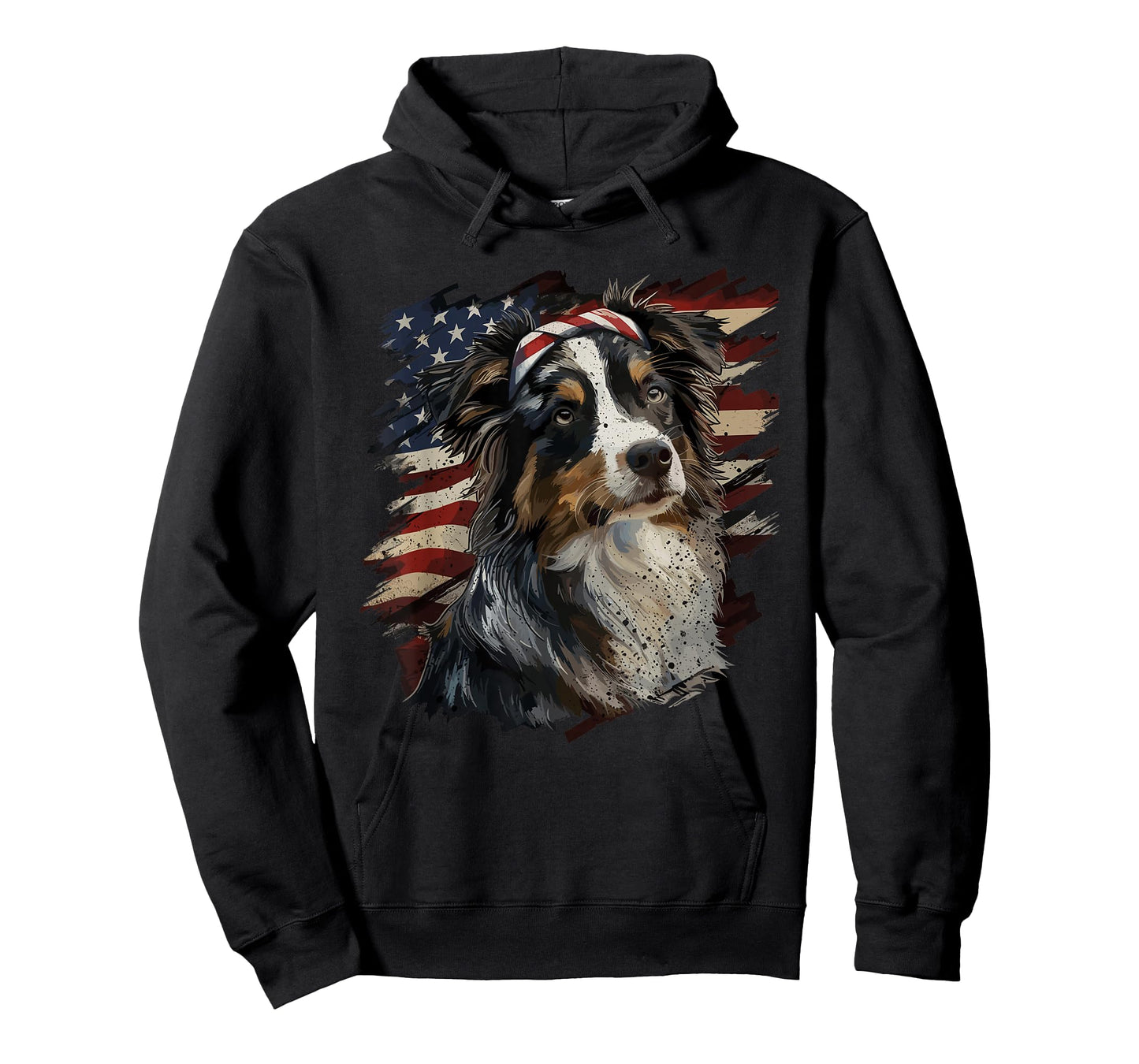 Australian Shepherd Patriotic 4th of July USA American Flag T-Shirt