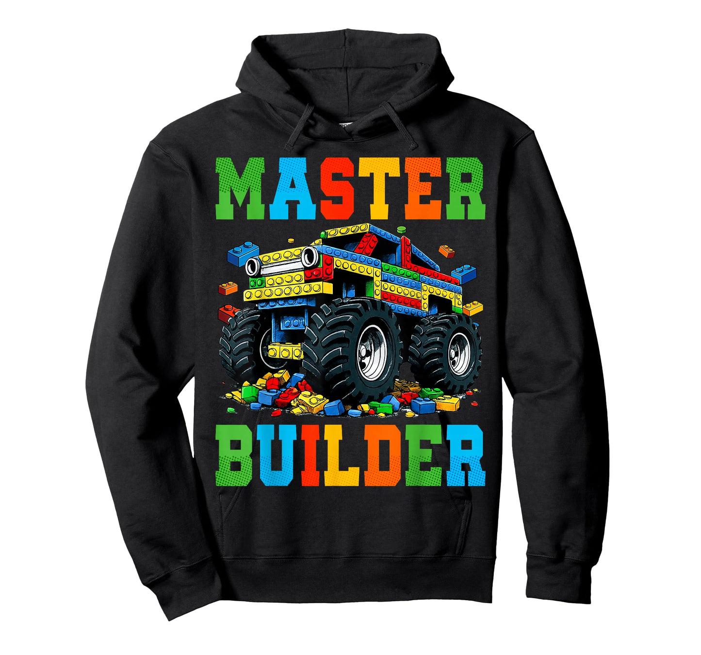 Monster Truck Master Builder Kids Building Bricks Blocks T-Shirt