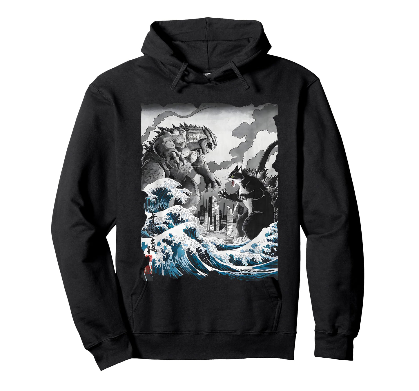 Kaiju Vs. Catzilla Sumi-e - Vintage Kanagawa Japanese Art T-Shirt