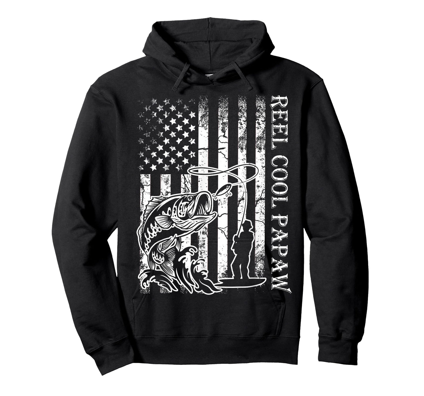 Fishing Reel Cool Papaw American Flag Fathers Day T-Shirt
