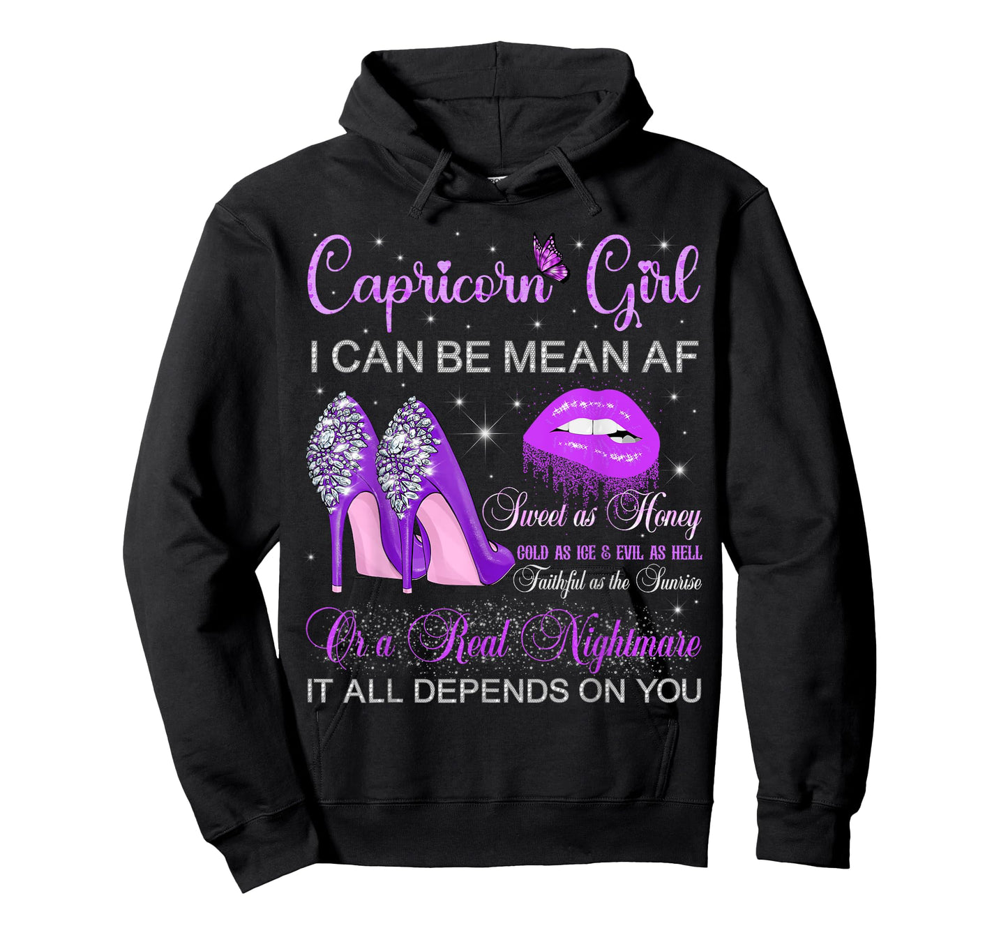 Capricorn Girl Birthday High Heels Dripping Lips Butterfly T-Shirt