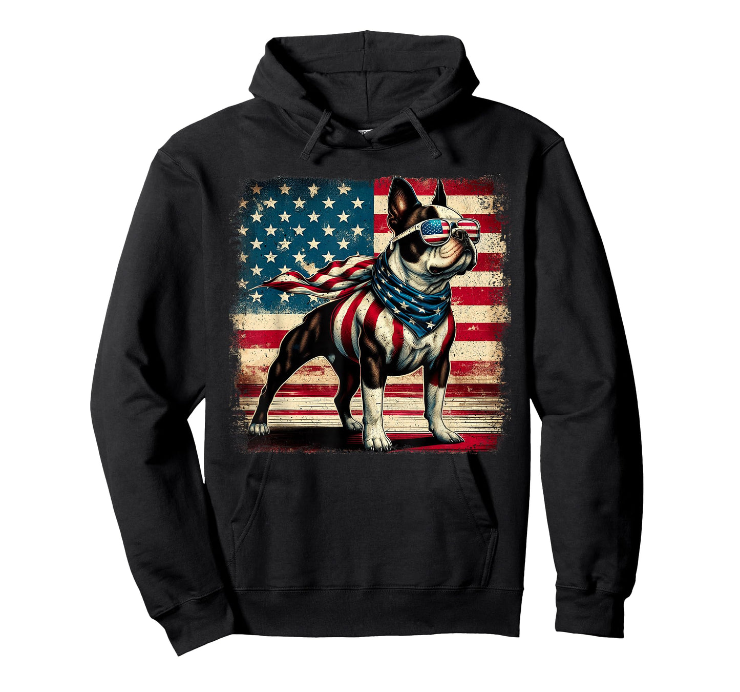 Boston Terrier Dog 4th of July USA American Flag Patriotic T-Shirt