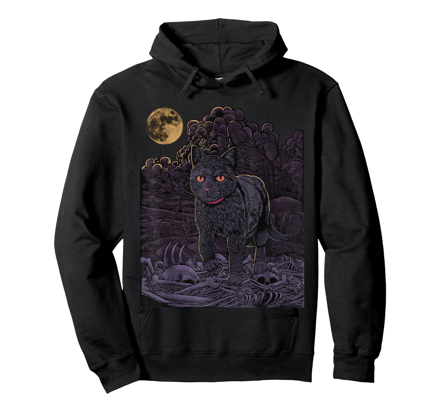 Evil Cat - Black cat in the cemetery - Gothic Cat T-Shirt for Men Women