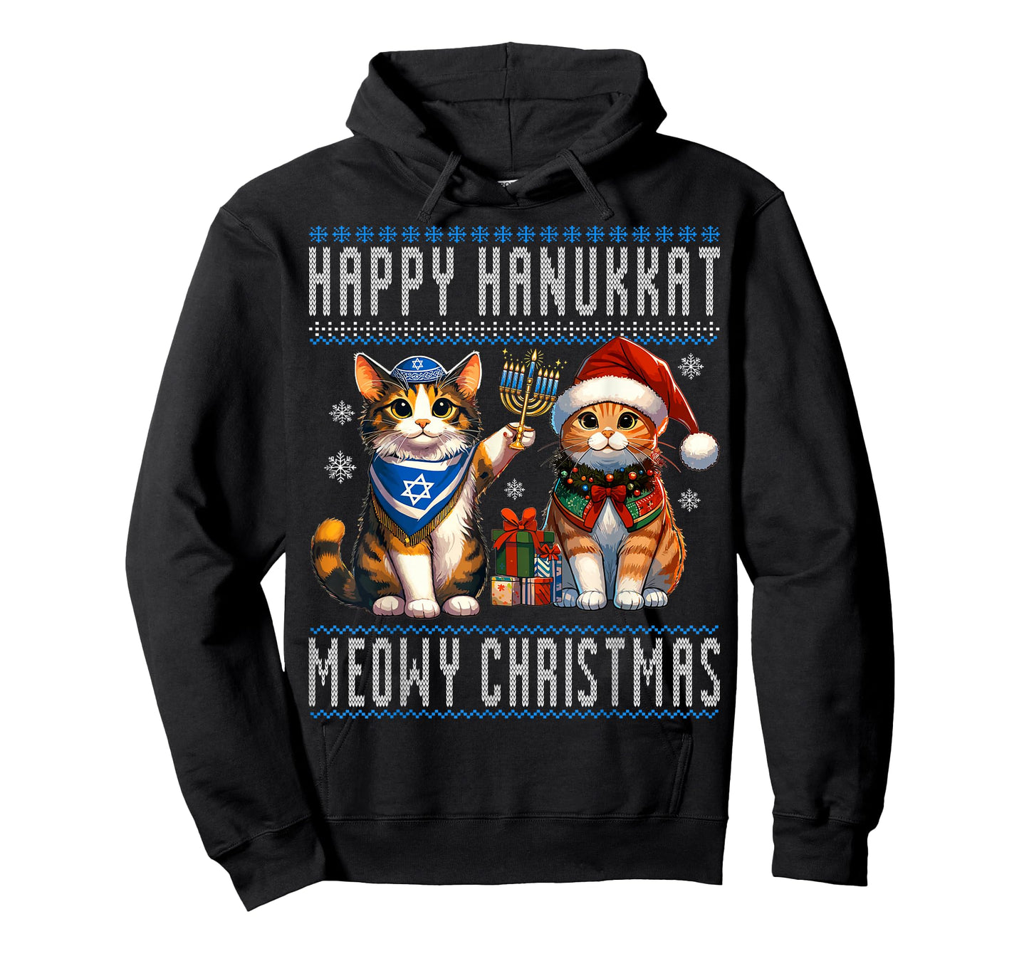 Cat Merry Christmas Happy Hanukkah Jewish Christian T-Shirt