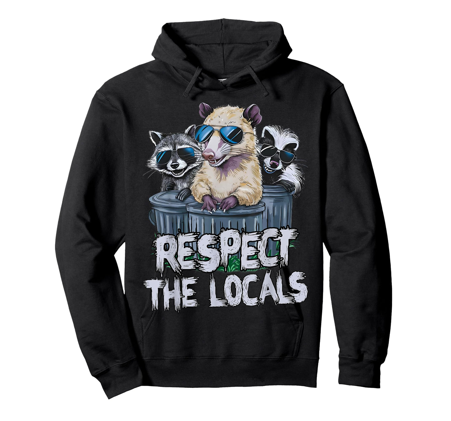 Respect The Locals Funny Possum Skunk Racoon Trash Squad T-Shirt