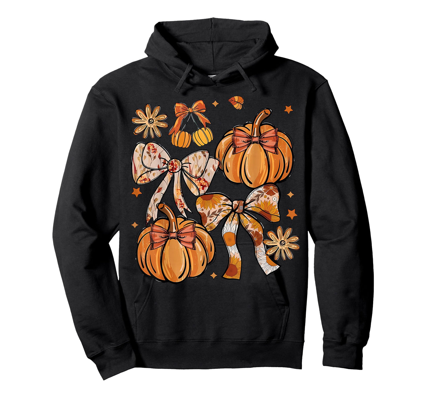 Coquette Bow Pumpkin Season Thanksgiving Autumn Fall Leaves T-Shirt